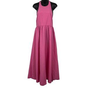 Zara Pink Sleeveless Maxi Dress Fitted Bodice Flare Skirt Halter Medium M New